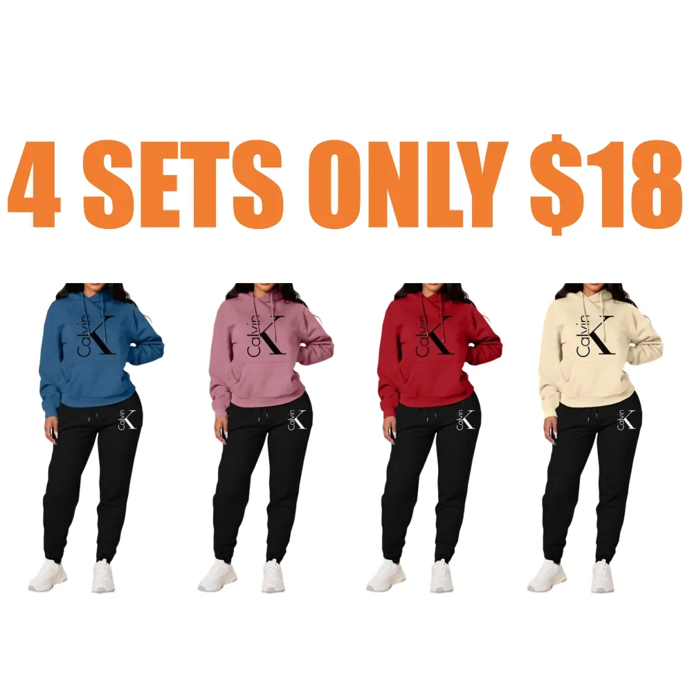 Women's Casual Hooded Sweatshirt Set
