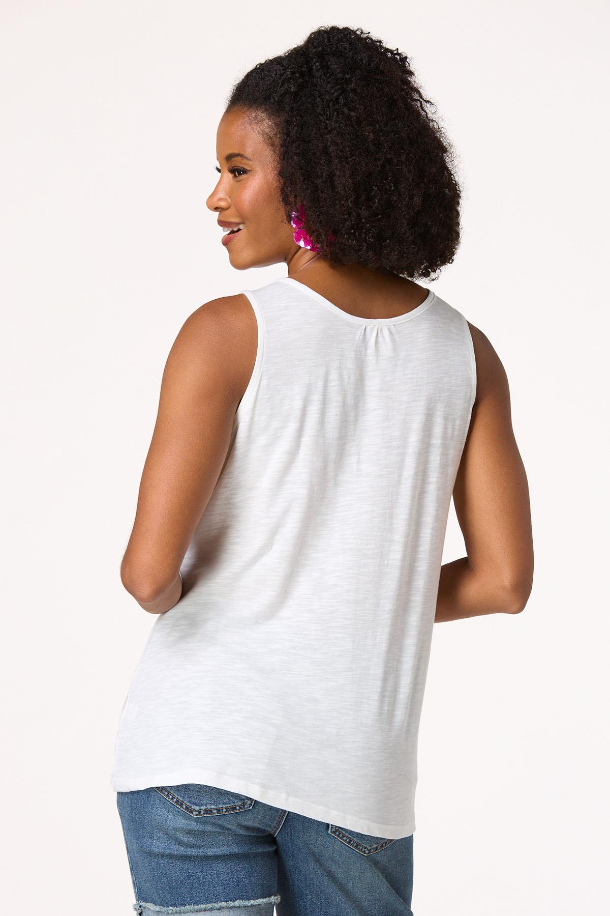 Lacy Embroidered Panel Tank