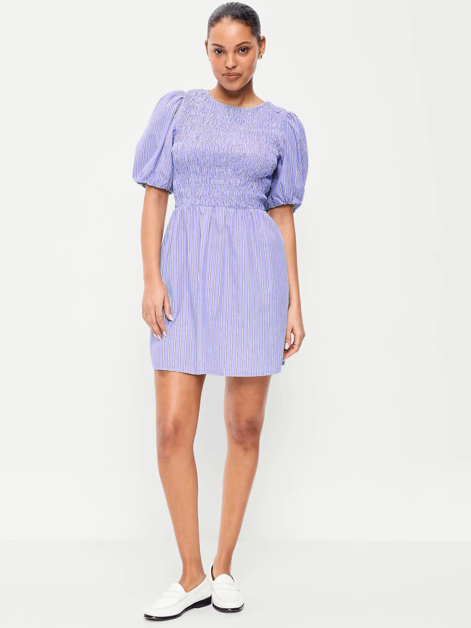 Women’s Smocked Puff Sleeve Flare Mini Dress – Casual Summer Fit
