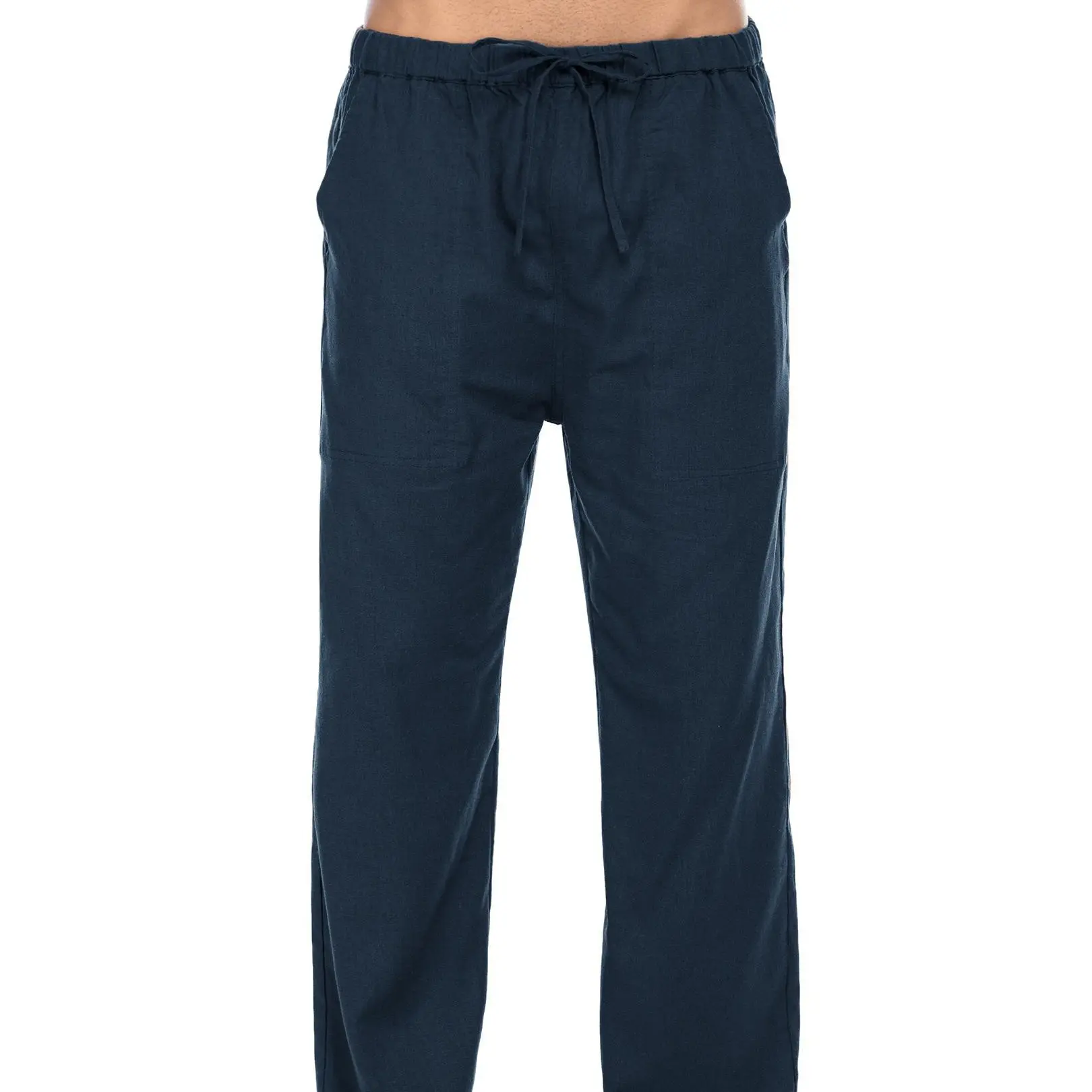 New York Fashion Week Linen Yoga Elastic Beach Vacation Pants Cotton Fabric Bottom Breathable Drawstring Light Loose Comfort Fit Adjustable Summer Trouser