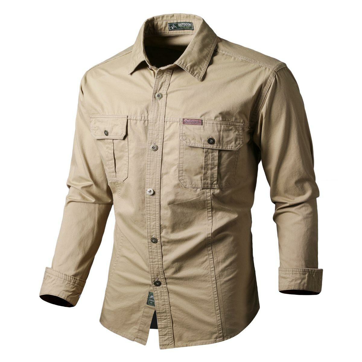 Men's Long Sleeve Workwear Shirt - Outdoor Casual Versatile Top