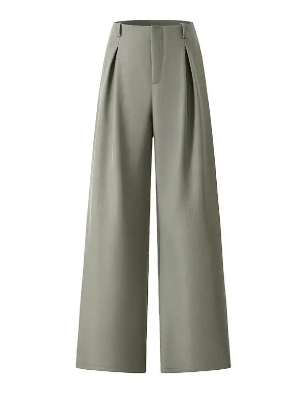 Women's Solid Color Plicated Pocket Wide Leg Pants