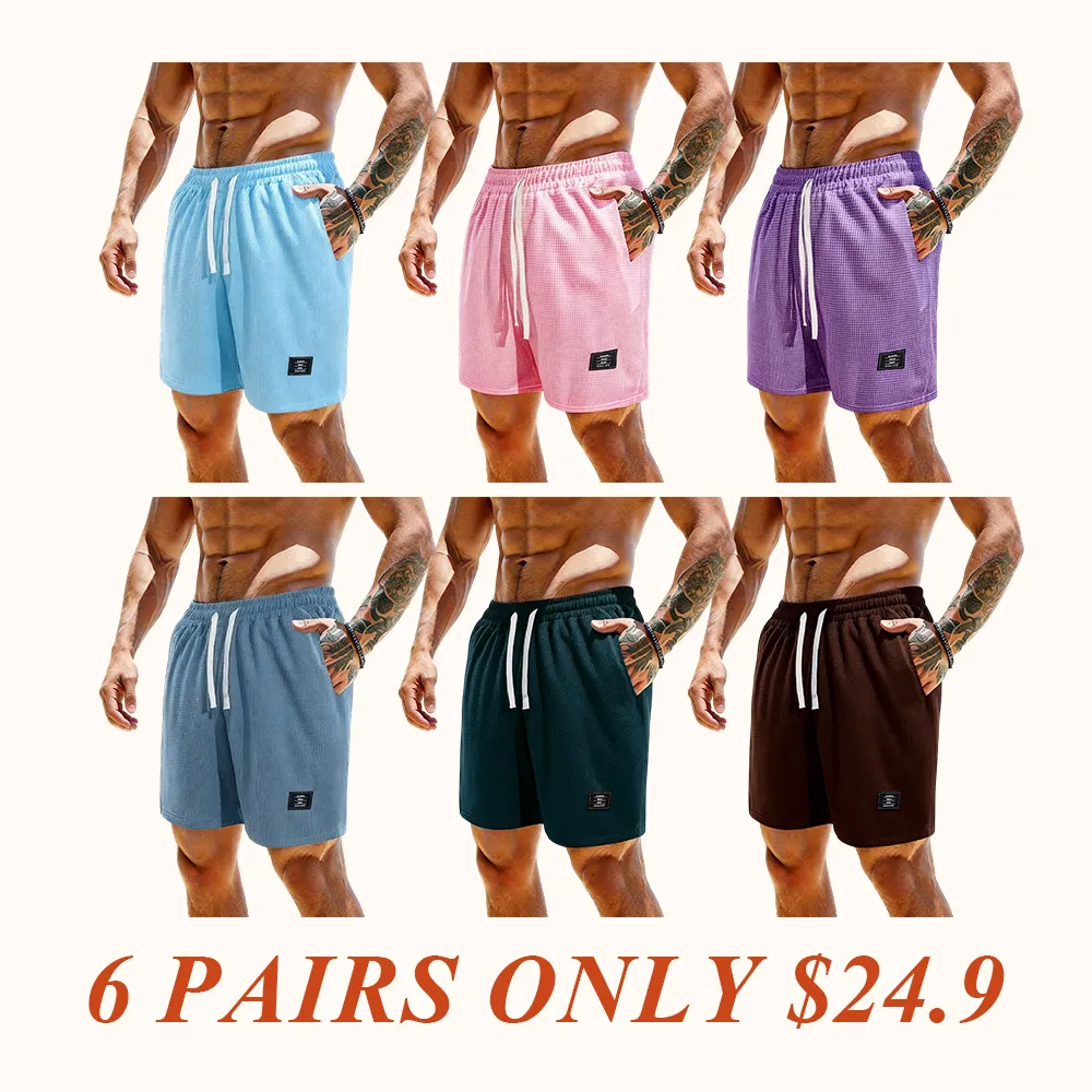 Men’s casual shorts with side pockets and a drawstring elastic waistband