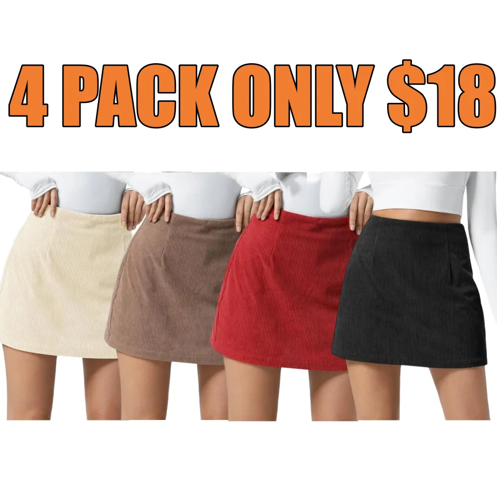 High Waisted Invisible Zipper A-line Corduroy Casual Skirt