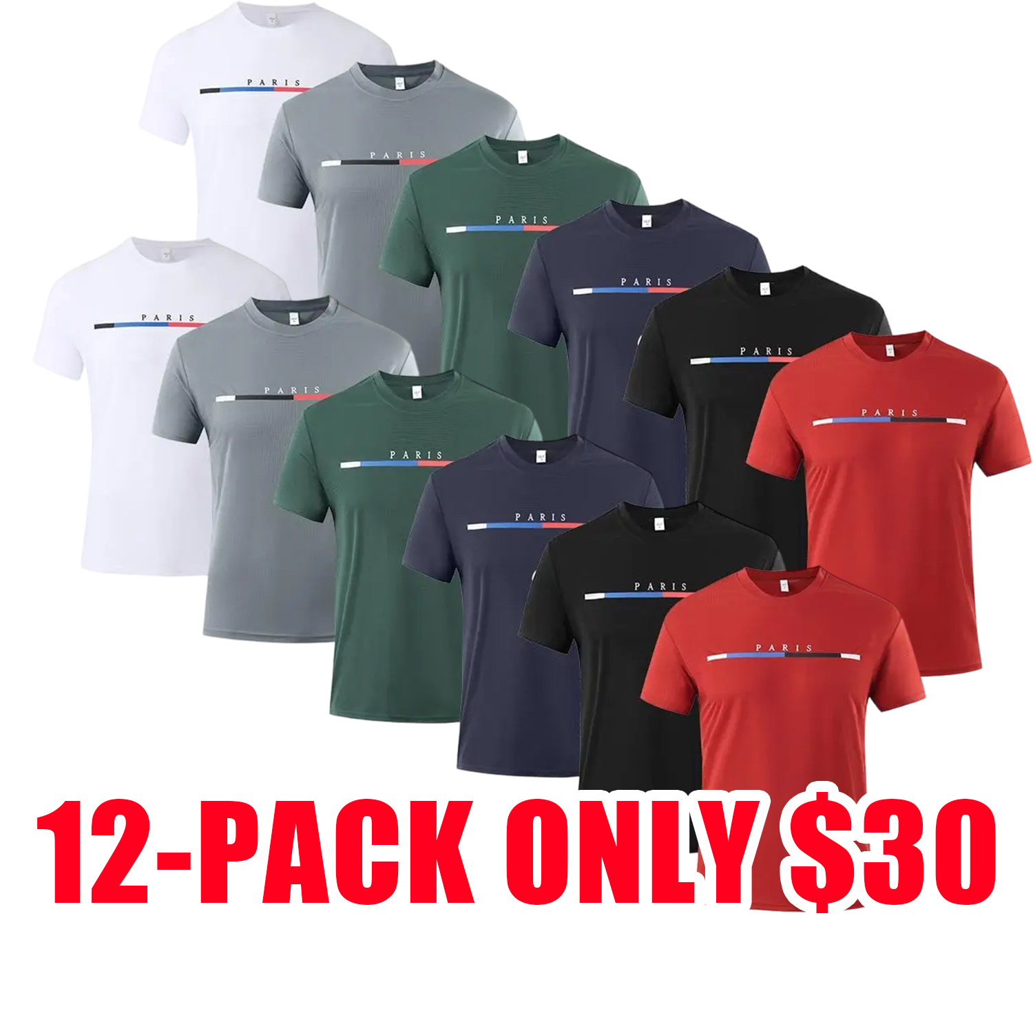 Men's 6-Pack Graphic Tees Short Sleeves Moisture Wicking Quick-Dry Athletic Cut Soft Tops for Summer Training & Running Value Set