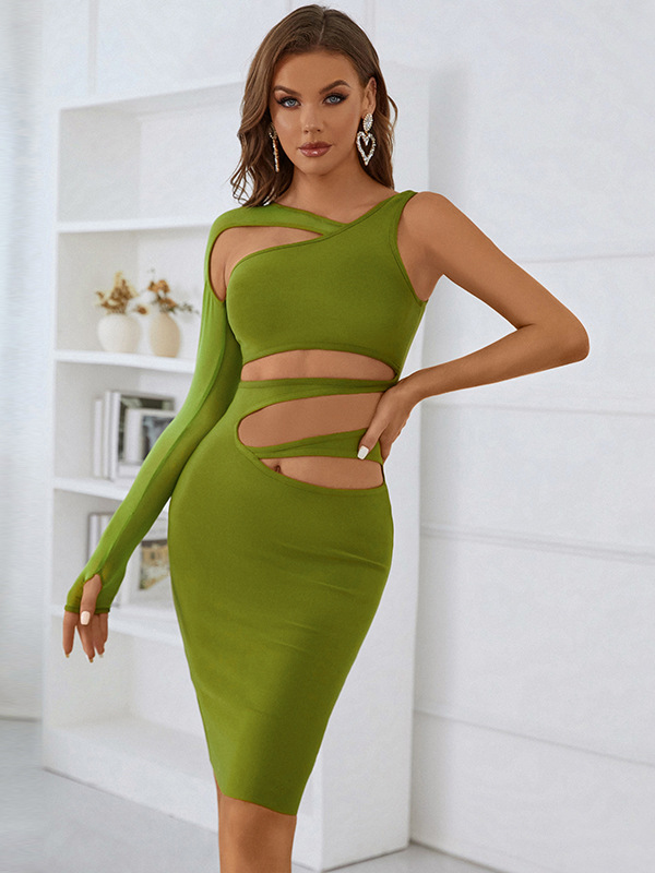 Casual Wrap Irregular Clipping Backless Solid Dress