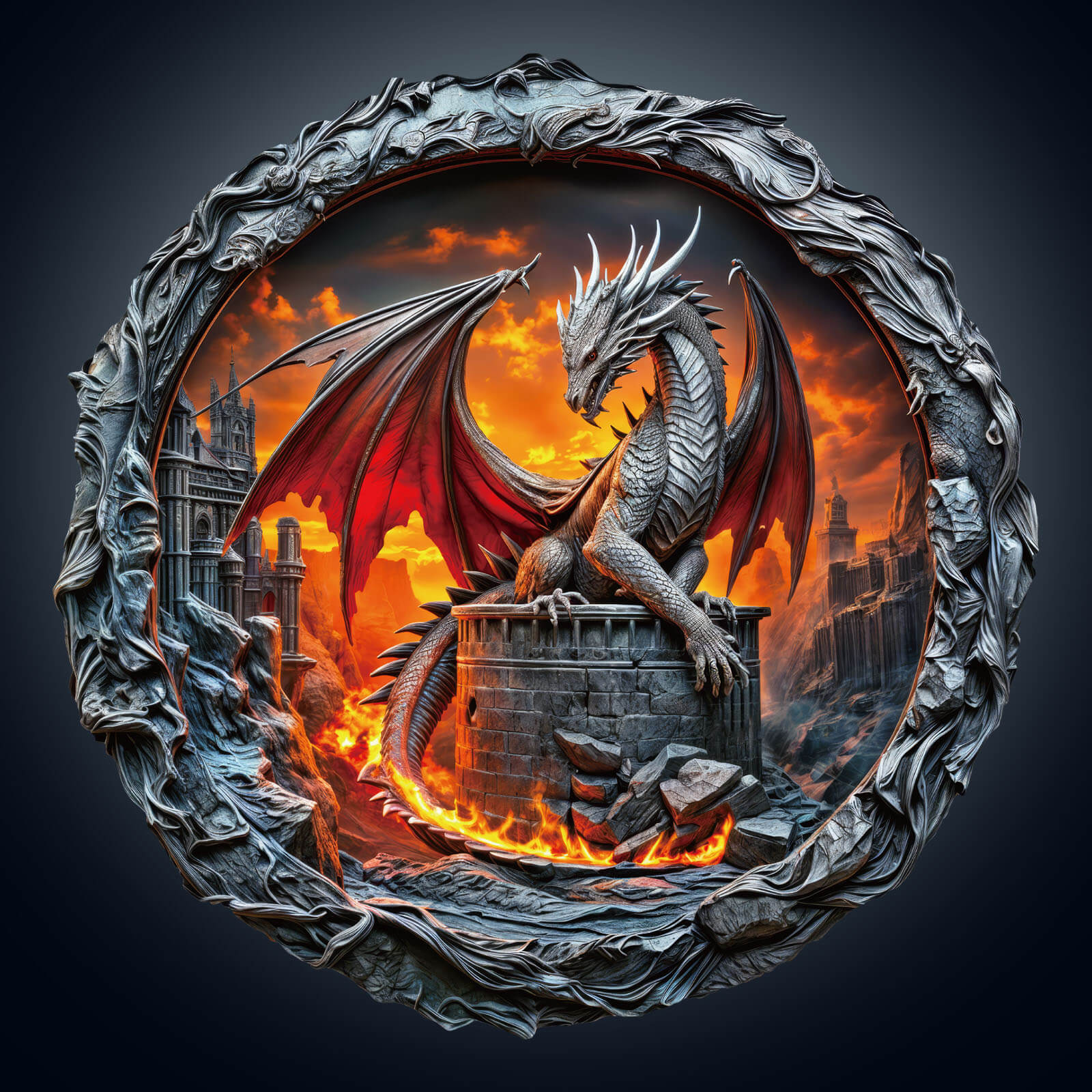 Fiery City Wall Dragon Wooden Jigsaw Puzzle