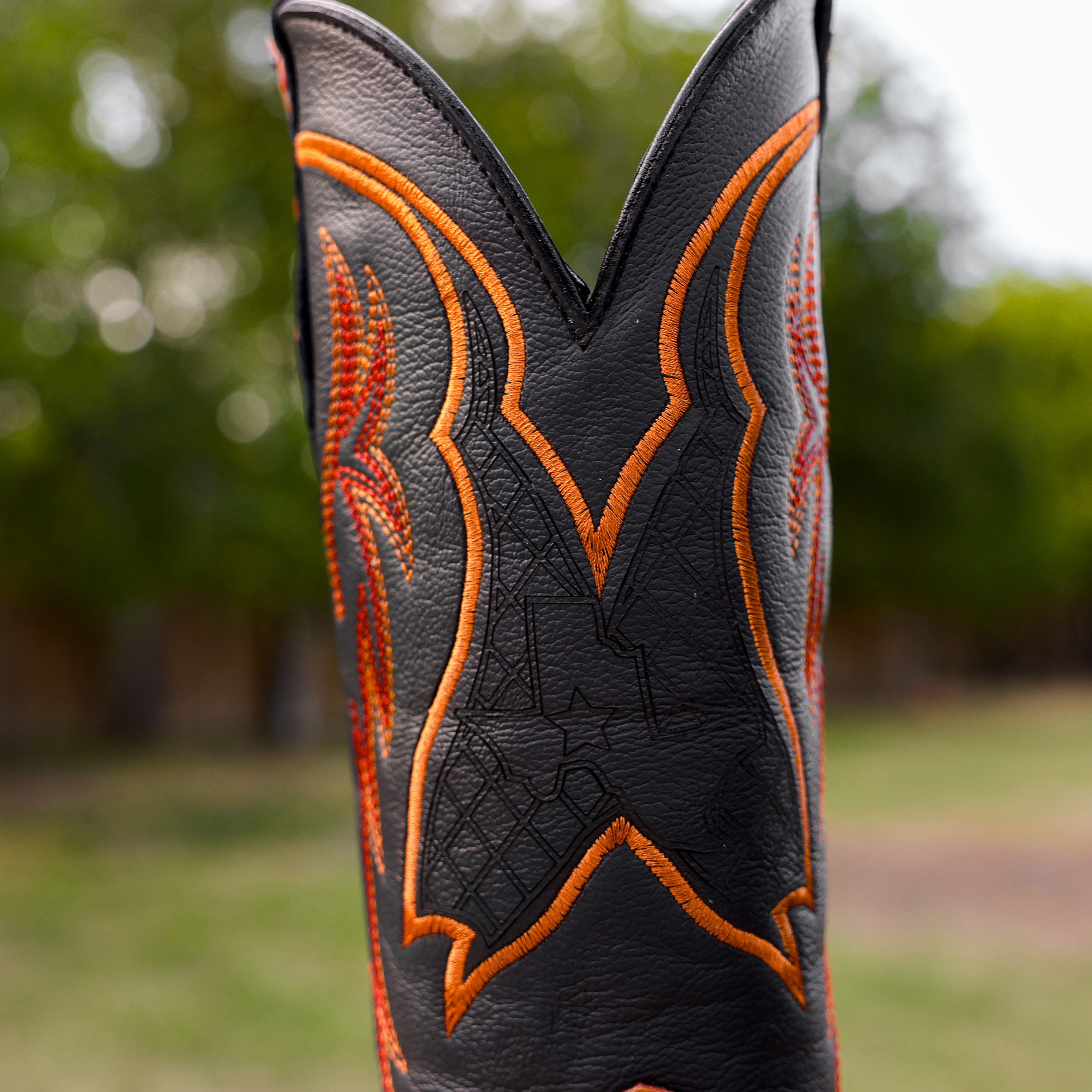 Cognac Pirarucu Leather Boots - Square Toe