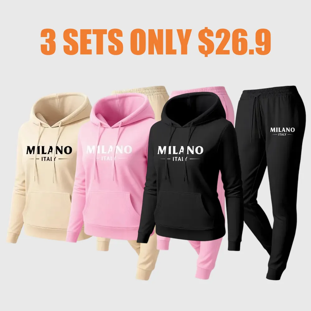 Women's Milan city print hoodie and drawstring track pants set