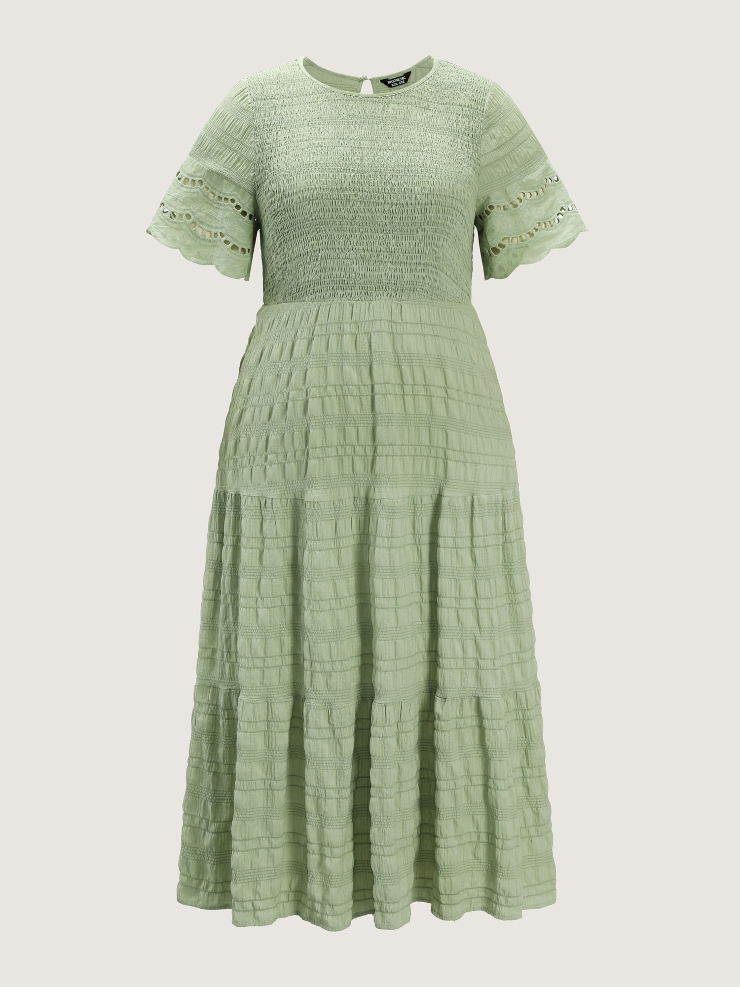 Shirred Lace Flounce Sleeve Tiered Maxi Dress