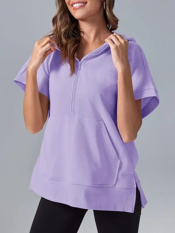 Womens Oversized Half Zip Hoodies with Pockets