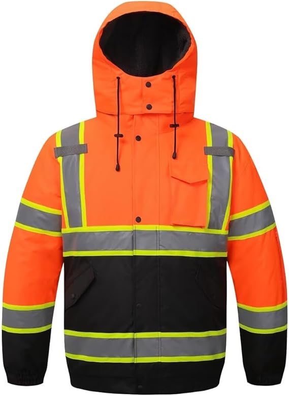 High Visibility Hoodie  Reflective Safety Jacket Zipper