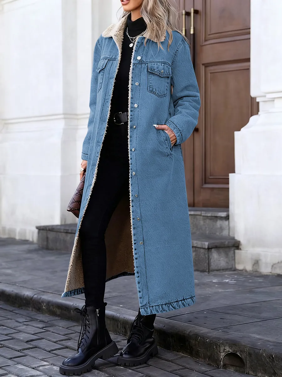 Women's Casual Denim Long Coat