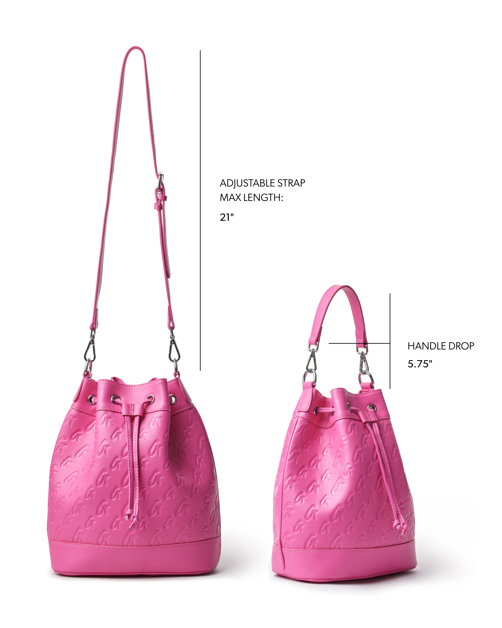 LARGE MONOGRAM BUCKET BAG - HOT PINK