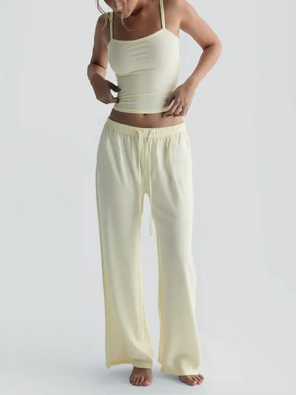 Two-Piece Set Women's Solid Color Cami Top & Pants