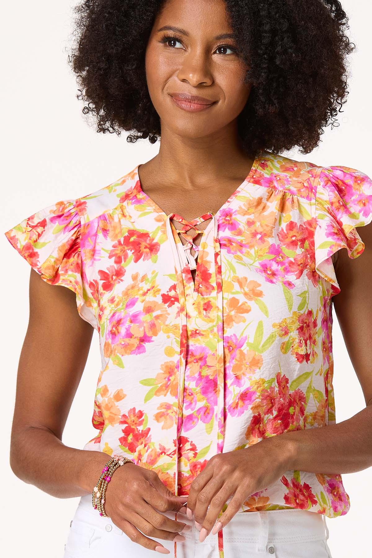 Flutter Sleeve Lace Up Top