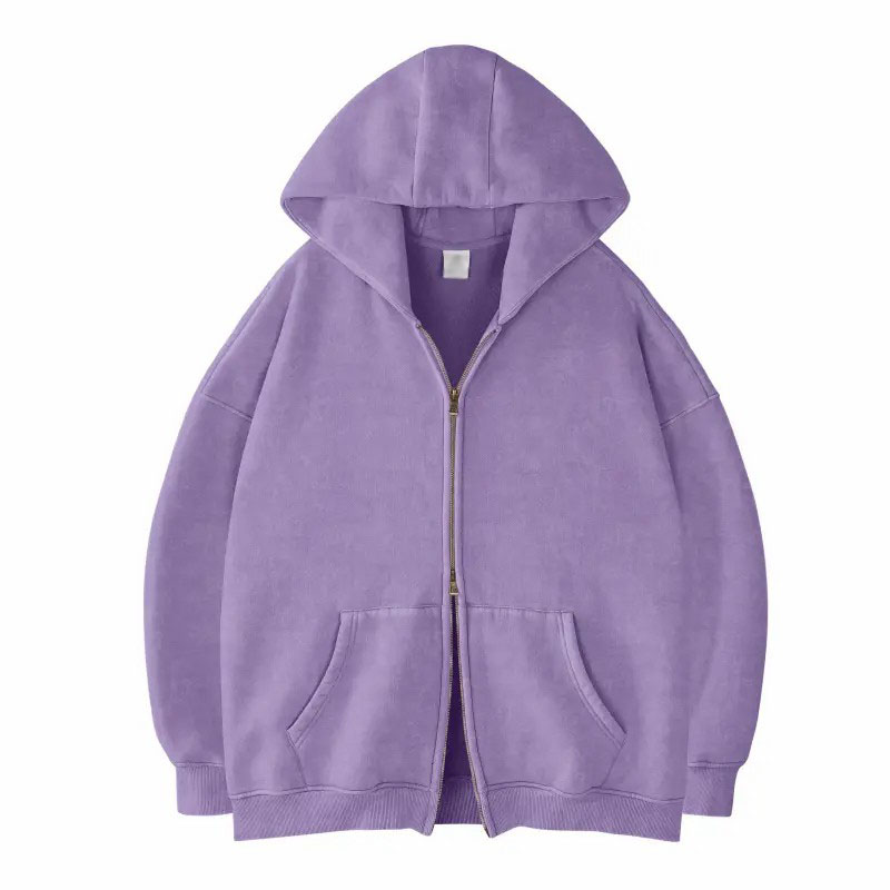 Unisex Acid Wash Oversized Zip-Up Hoodie – Heavyweight Fleece Cotton Sweatshirt