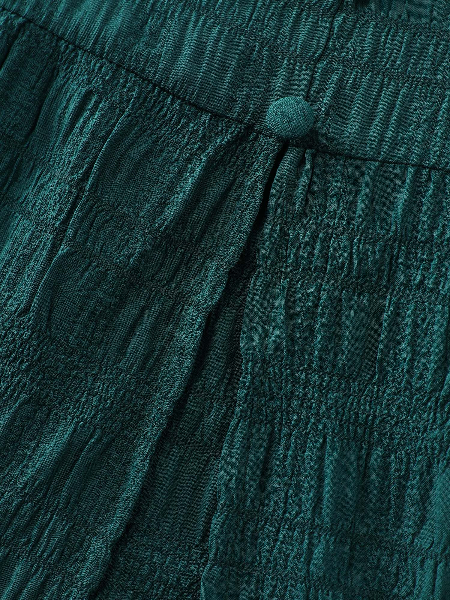 Textured Triangular Cinched-Waist Tiered Maxi Dress