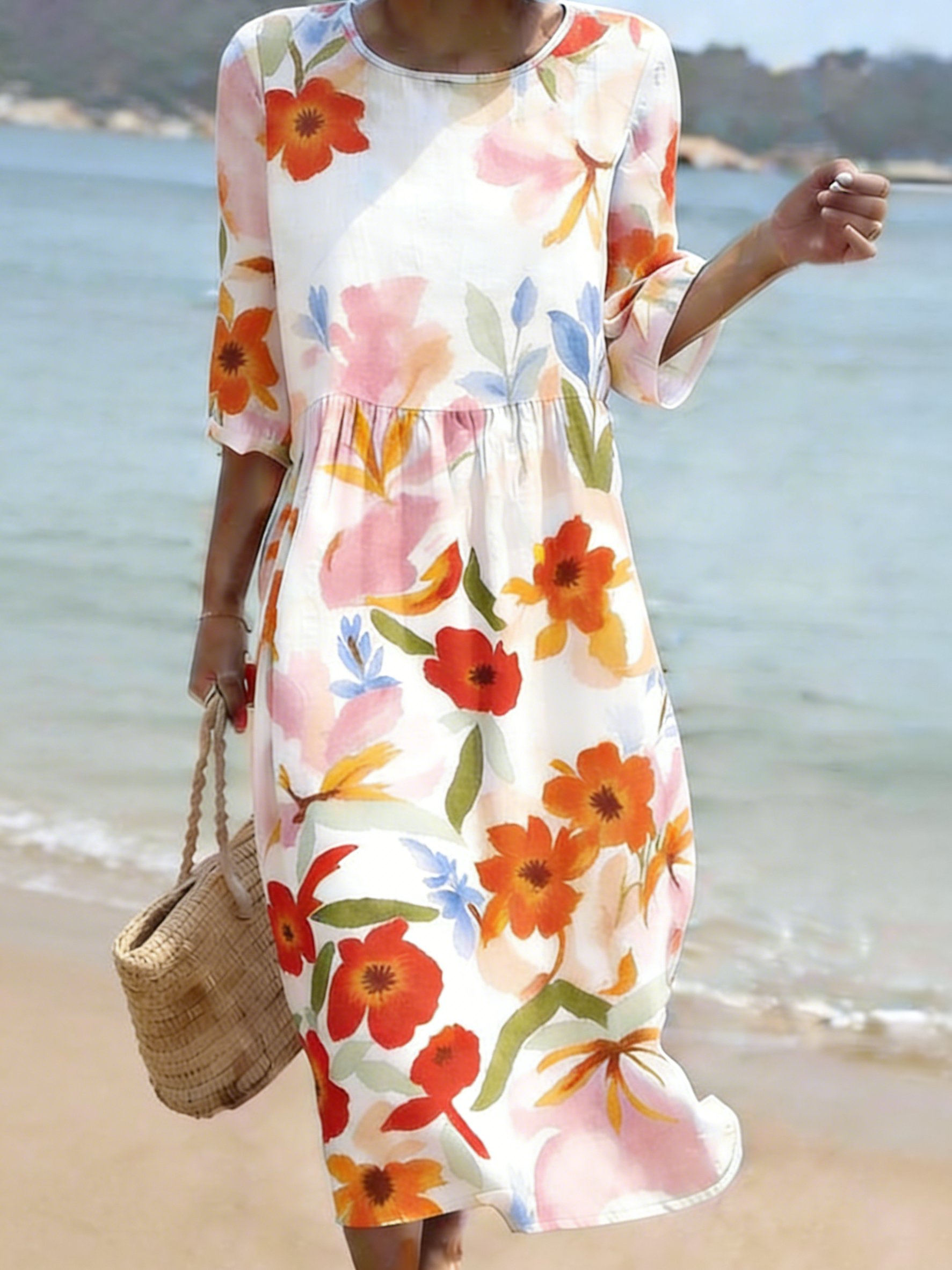 Women's  Floral Print Casual Dress- Fast Shipping
