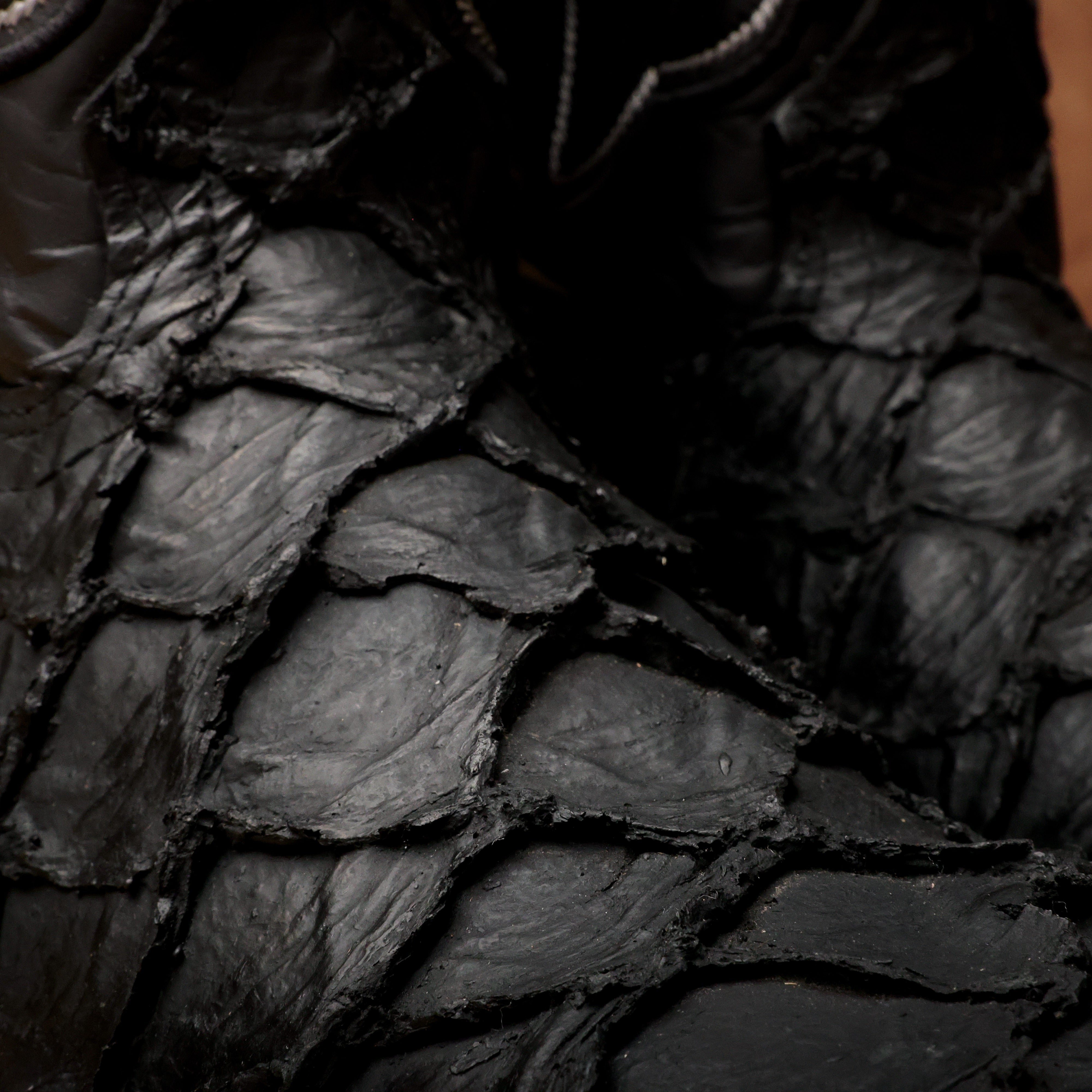 Matte Black Jumbo Pirarucu Leather Boots - Square Toe