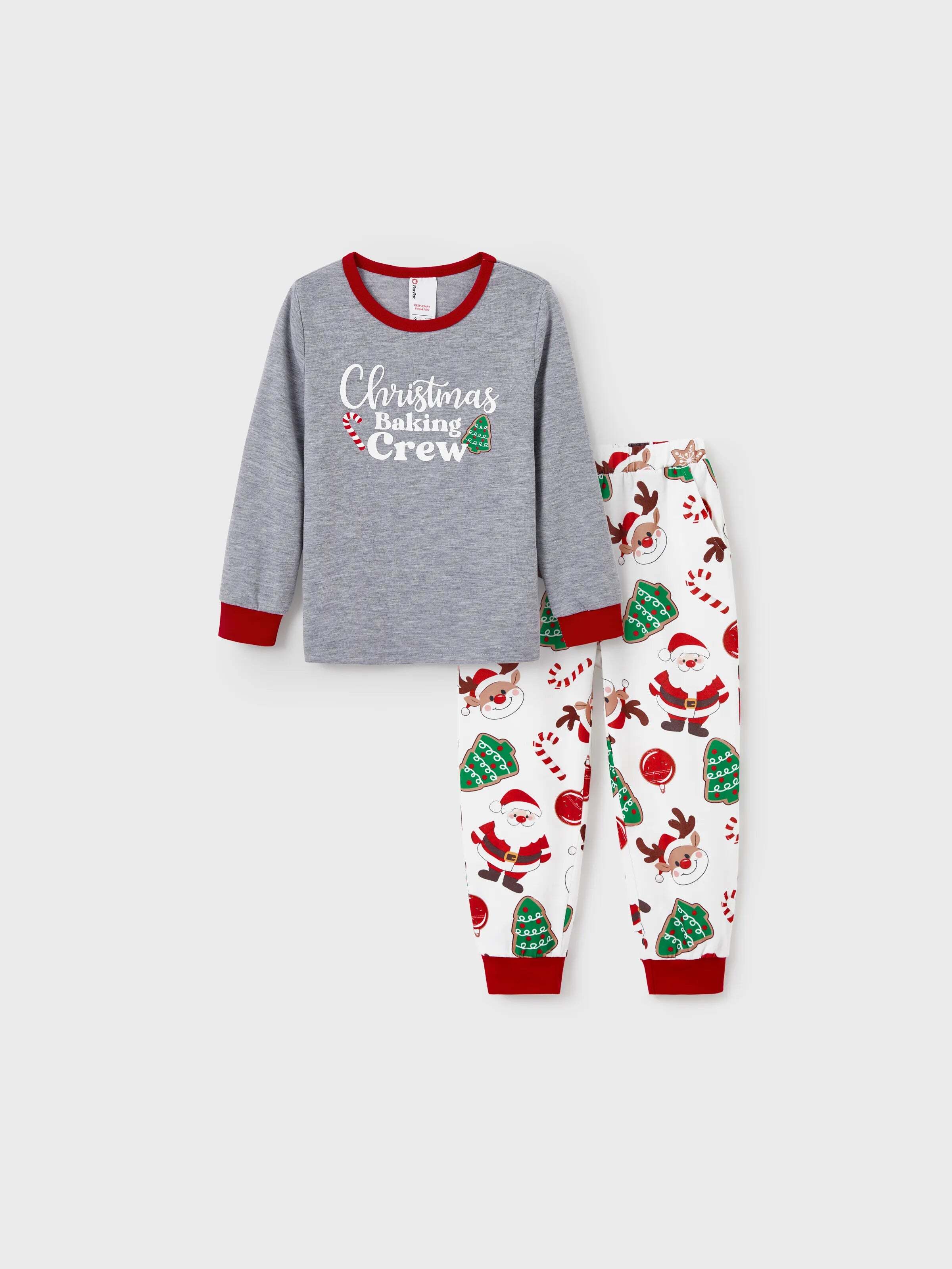 Christmas Matching Family Pajamas Set Glow In The Dark Santa Claus Christmas-themed Print PJS with Christmas Socks Color block