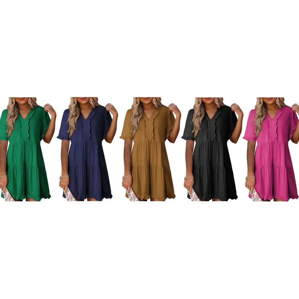 Casual V-Neck Mini Dress (Less than $3 each!)