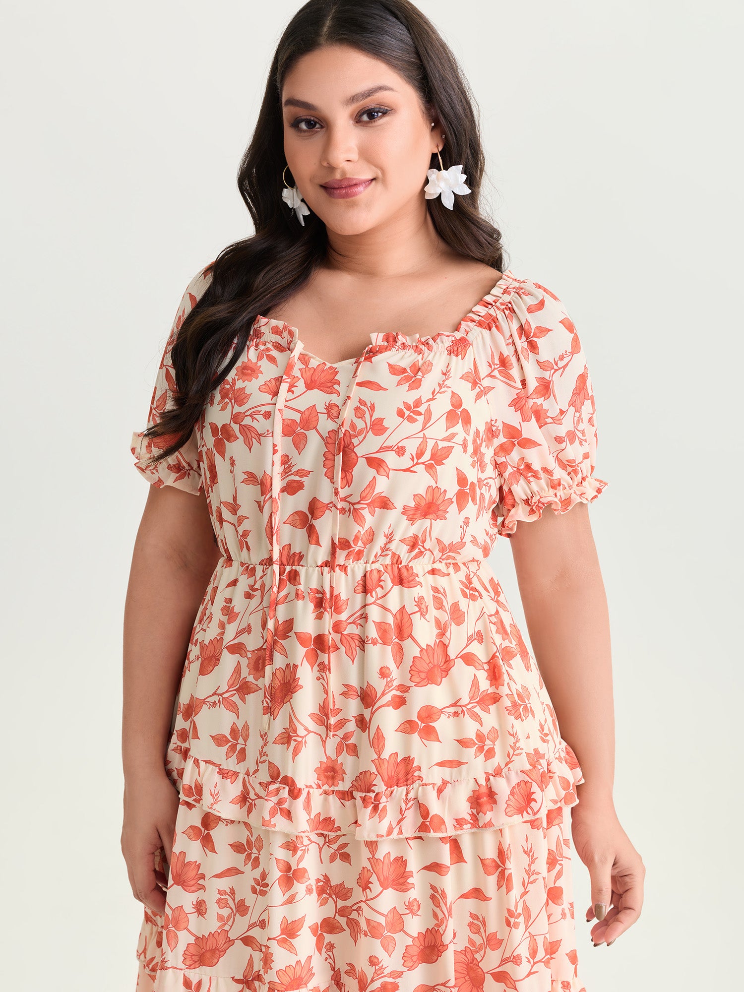 Floral Ruffled Edge Tiered Maxi Dress