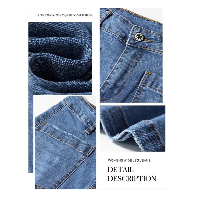 Women's Wide Leg Jeans High Waisted Stretchy Jeans Straight Leg Loose Fit Zimbaplatinum Ankle Denim Pants