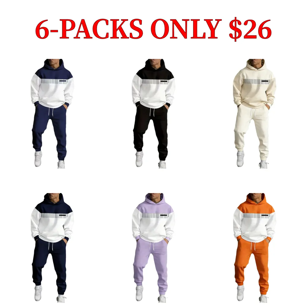 Business casual fashion suit, simple and versatile hooded sweatshirt set.