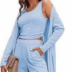 Women's Lightweight Sleepwear 3-Piece Set Sportswear