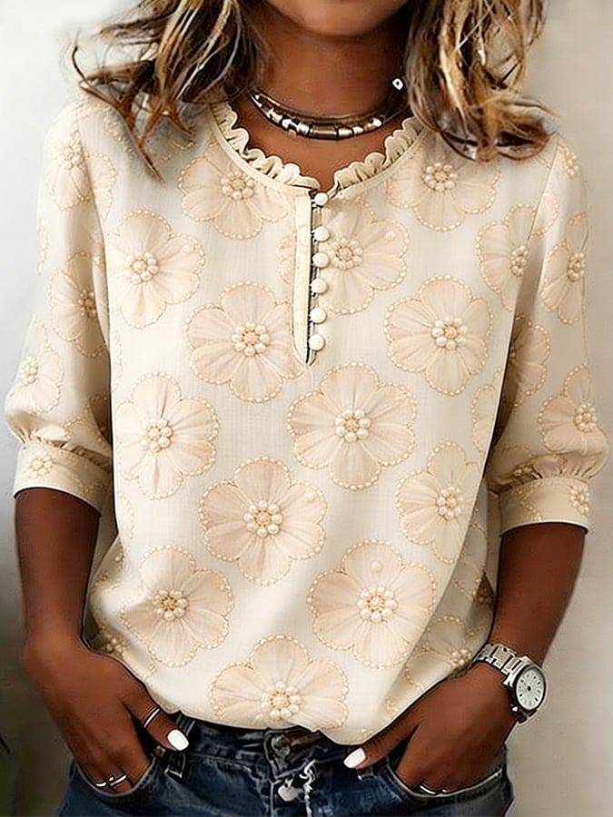 Women's elegant floral print top