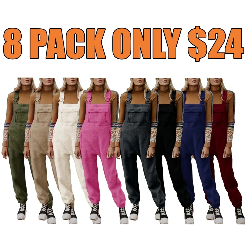 Women's Fleece Warm Overalls Winter Loose