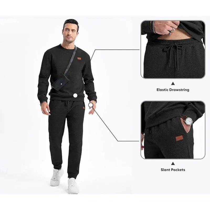 🔥Last Day Promotion 89% OFF🔥Men's casual fashion suit knitted sweatshirt and pants two-piece set