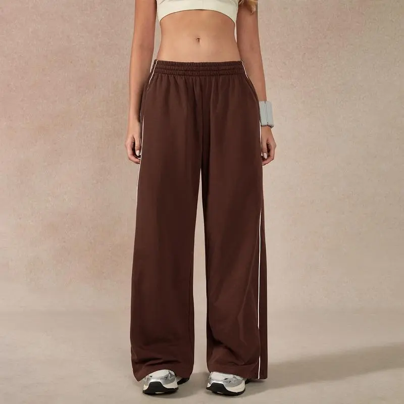 Women's Baggy Wide-Leg Pants – Pocket Design, Elastic Waist & Side