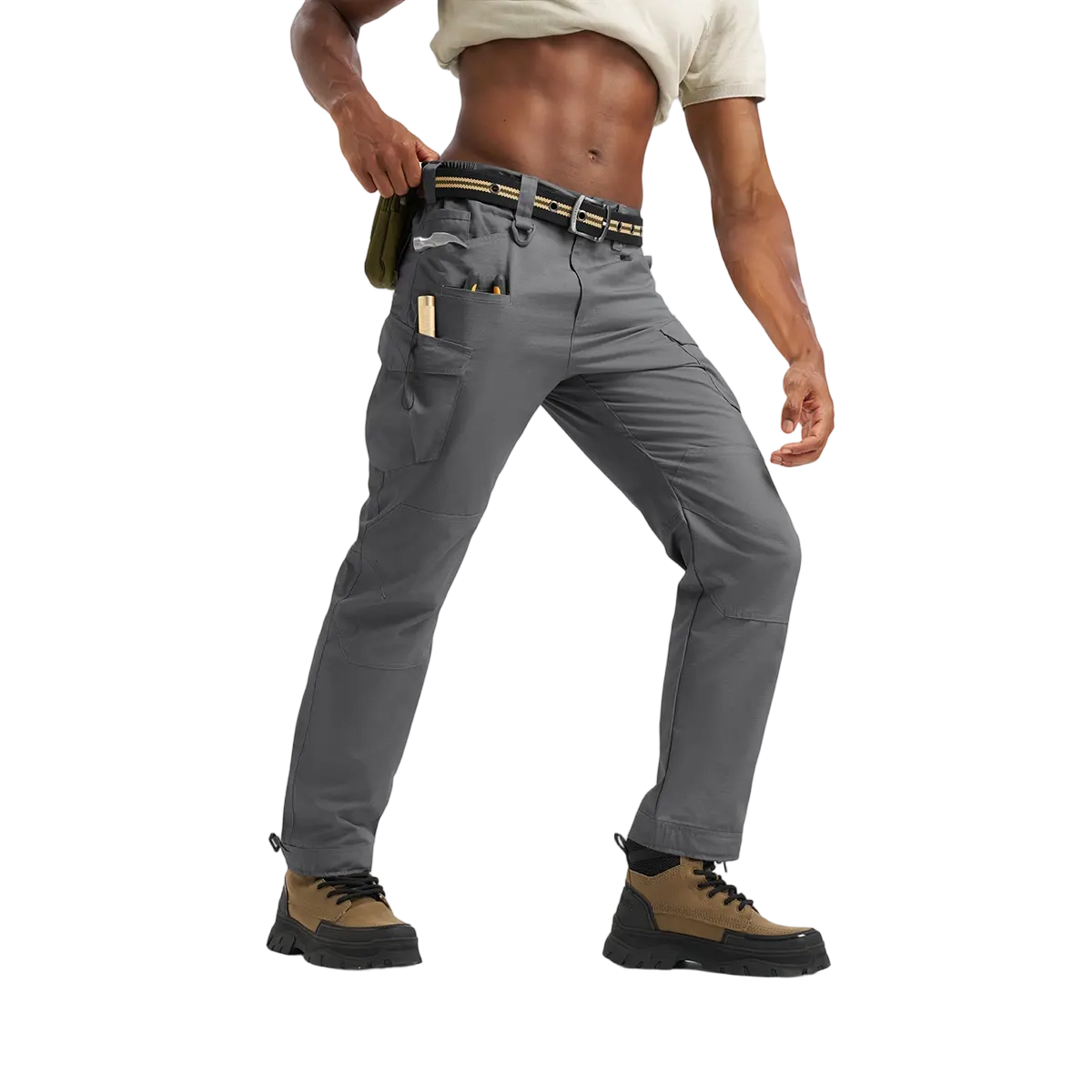 Men's Tactical Work Pants Lightweight Multi-Pocket Water Resistant Cargo Pants Ripstop Hiking Military Construction Outdoor Pants 10 Pockets