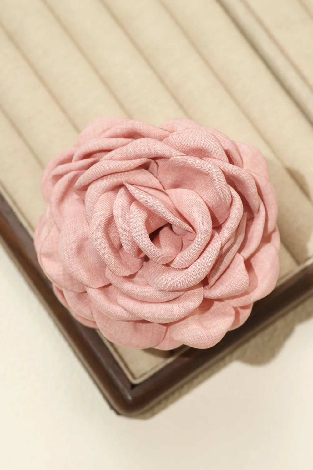 Gossamer Pink 3D Rose Flower Cloth Hair Clip