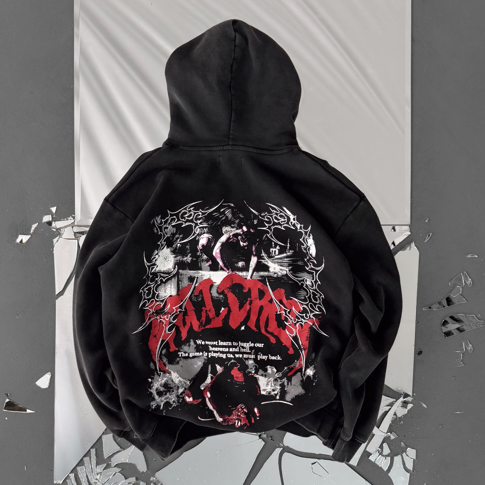 OVERSIZED LUX DUALITY HOODIE - BLACK