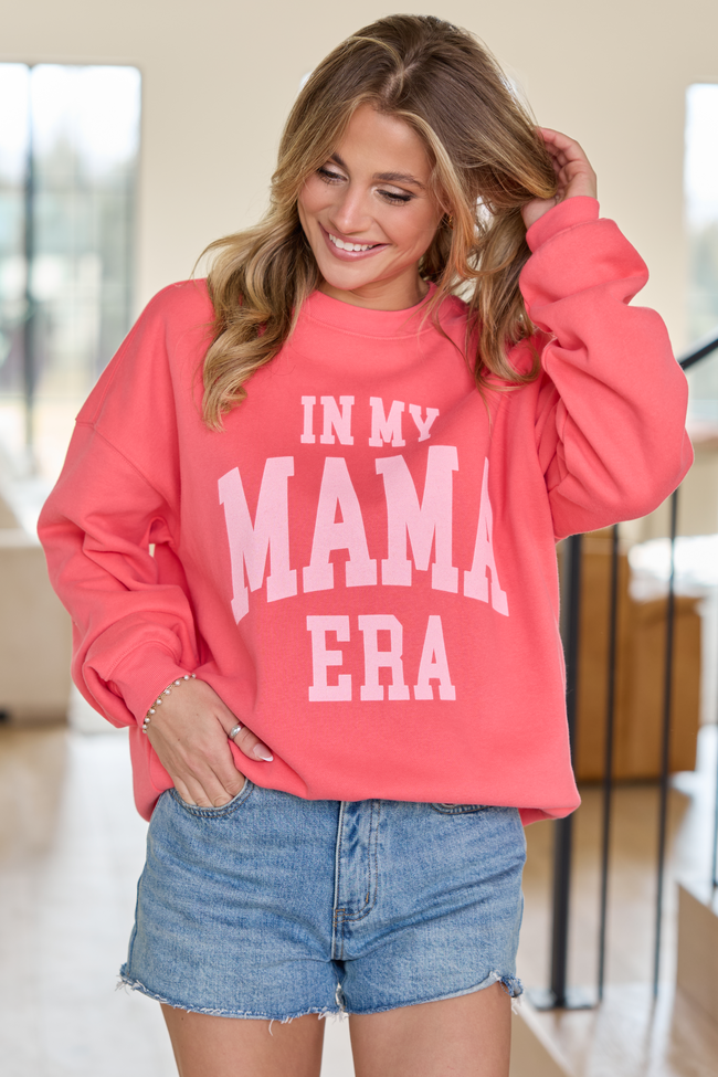 In My Mama Era Light Red Graphic Sweatshirt