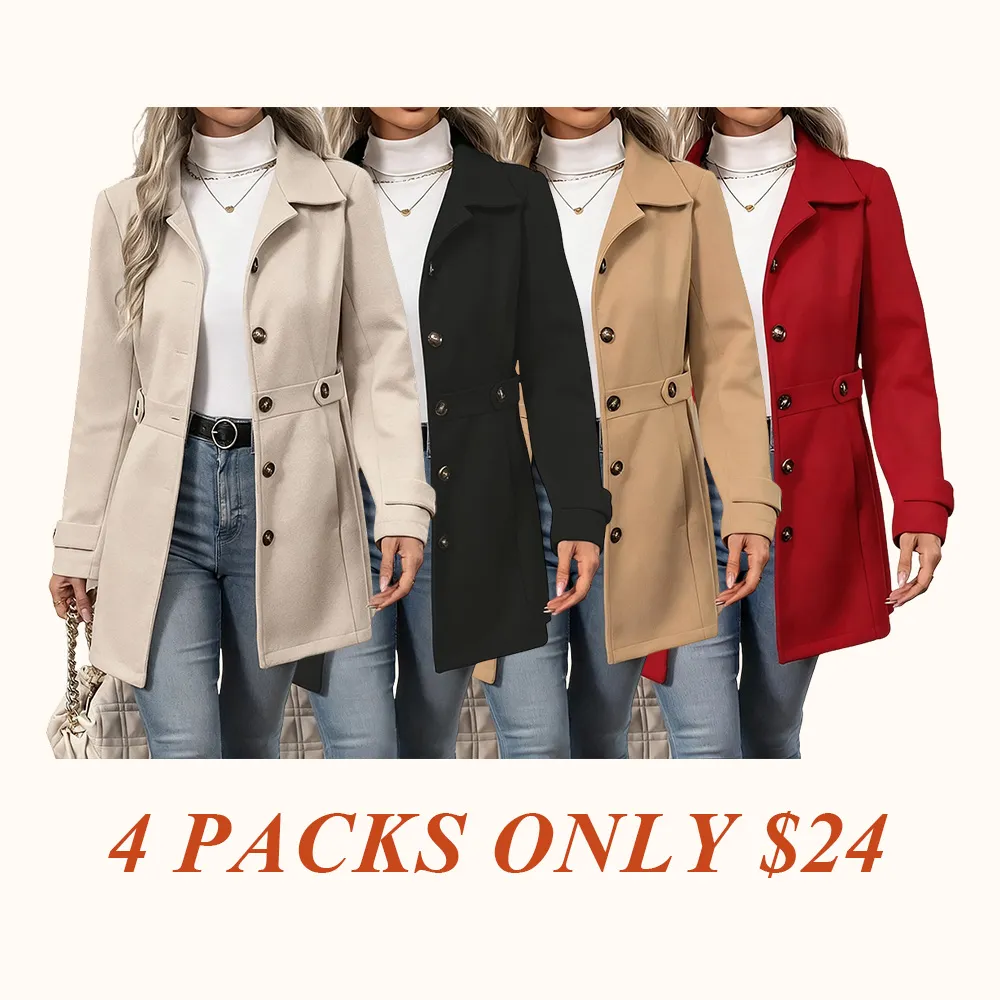 Women's Elegant Overcoat Notched Shawl Collar Single Breasted Outerwear Winter Long Coat