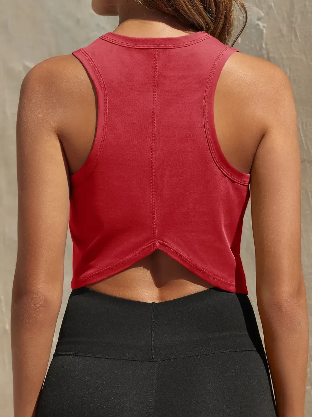 Womens Workout Cropped Tank Tops Racerback Sleeveless Crewneck Running Yoga Active Shirts