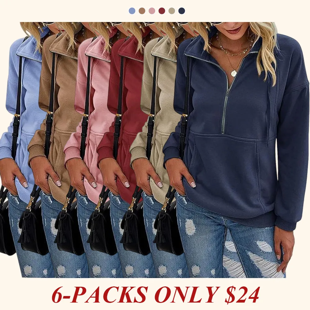 Women's Casual Long Sleeve Lapel Zipper Sweatshirt
