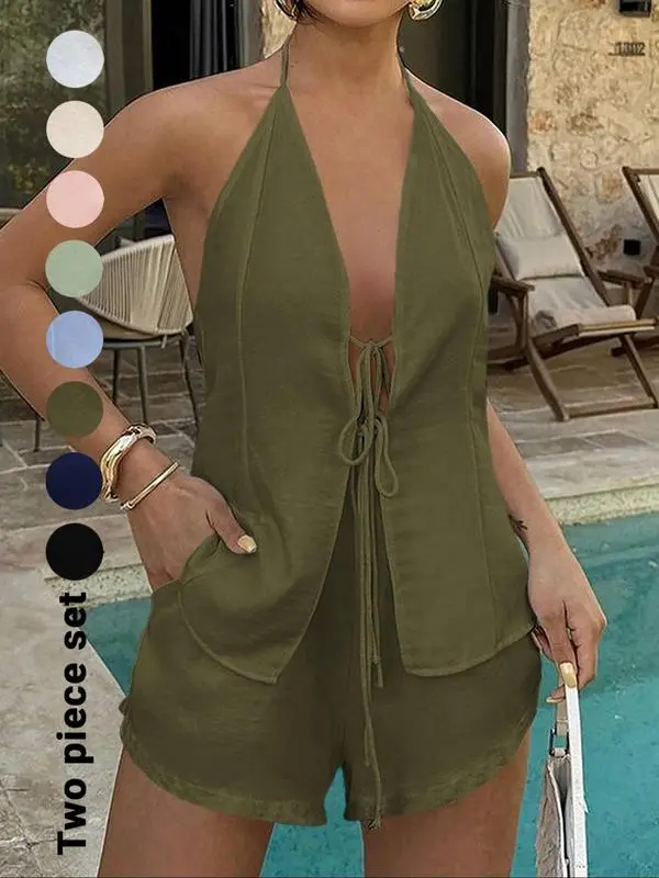 Slim Fitted Casual Fashion Two-piece Outfits for Summer