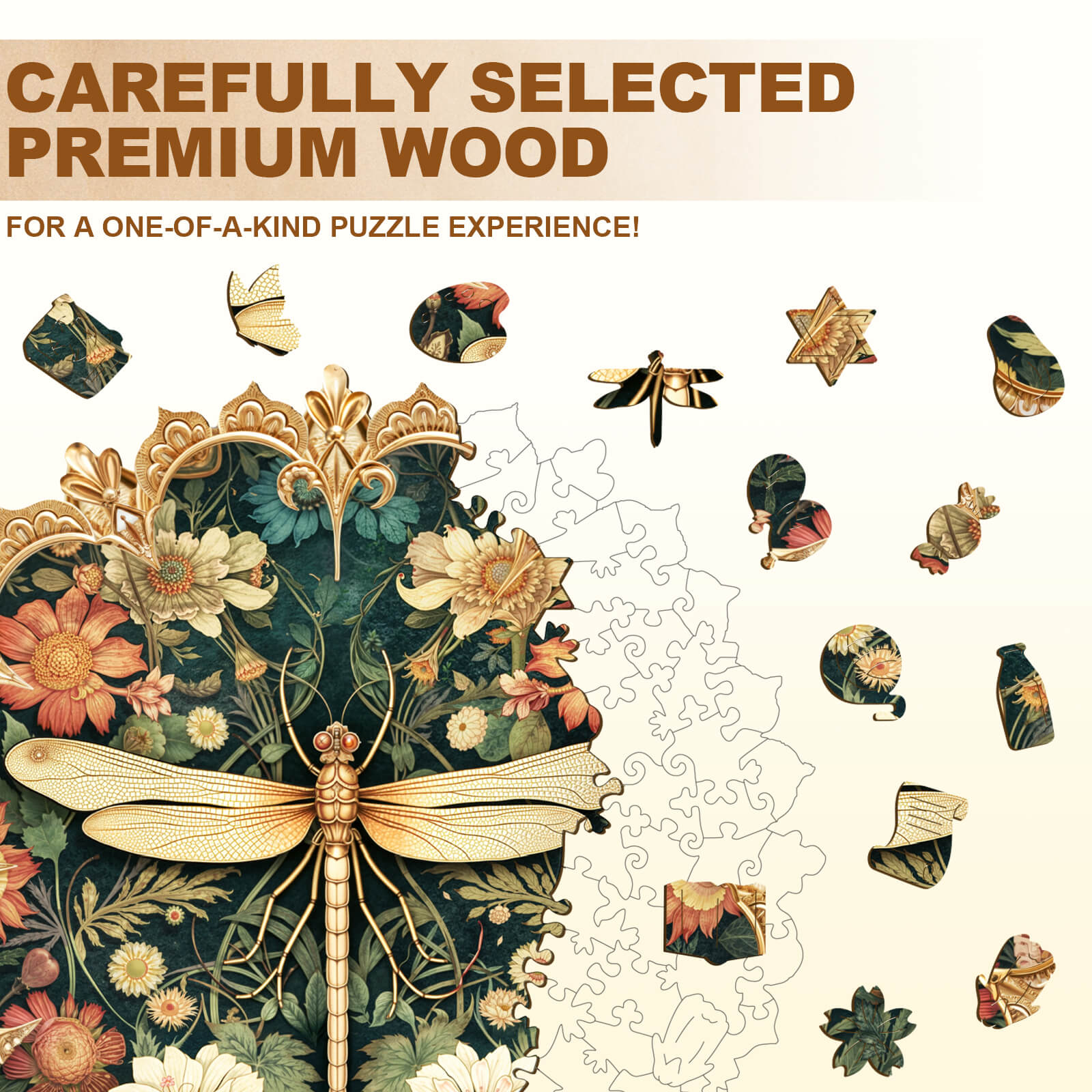 William Morris dragonfly Wooden Jigsaw Puzzle