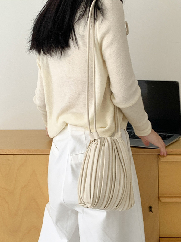 Drawstring Pleated Split-Joint Crossbody Bags