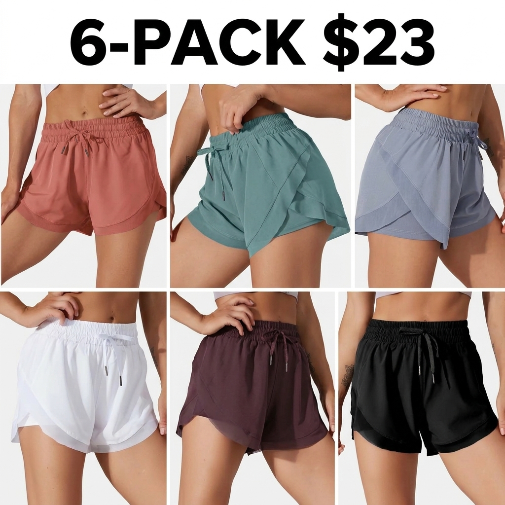 Drawstring Contrast Flowy Mesh Dolphin 2-in-1 Shorts