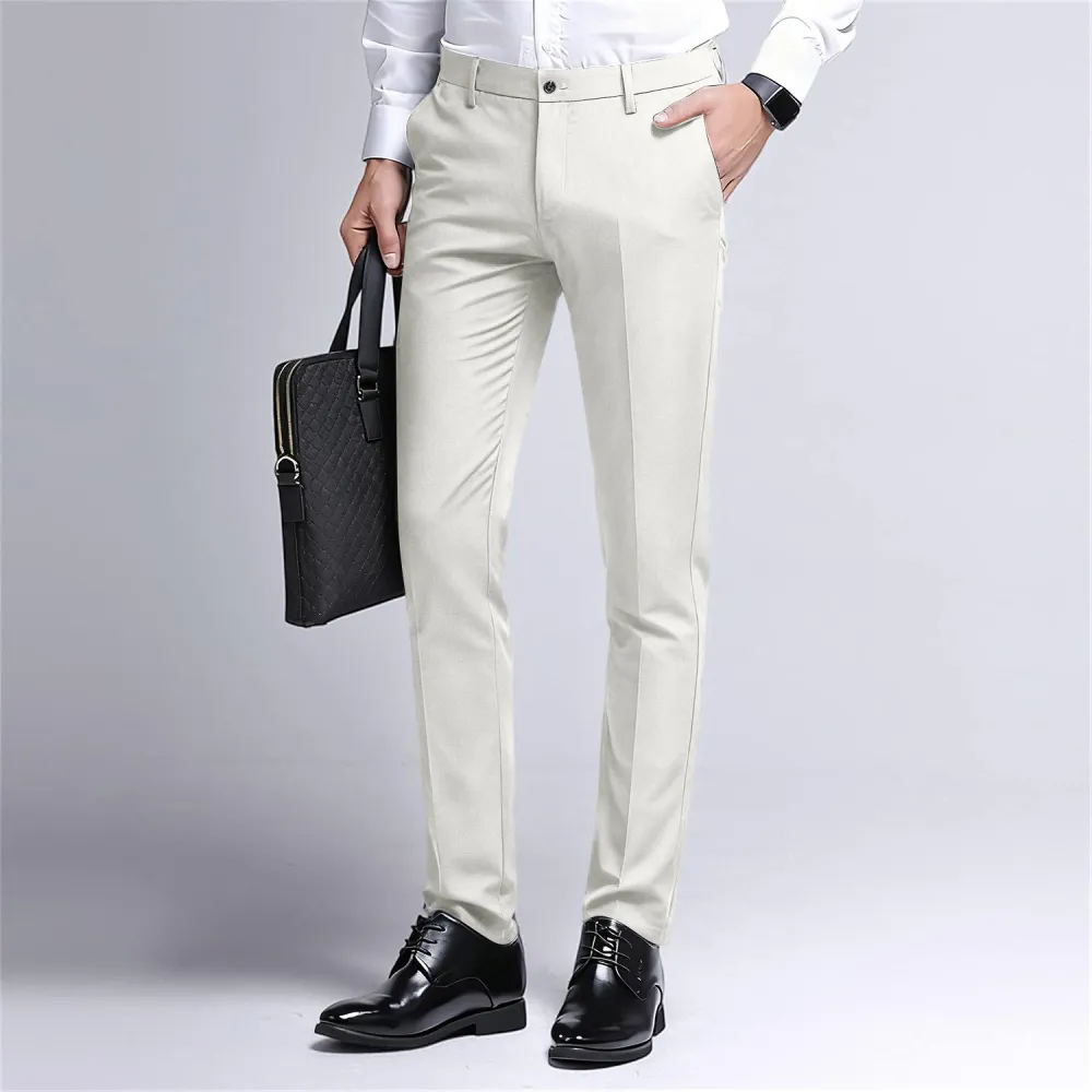 Men's Stretch Dress Pants Slim Fit Skinny Suit Pants