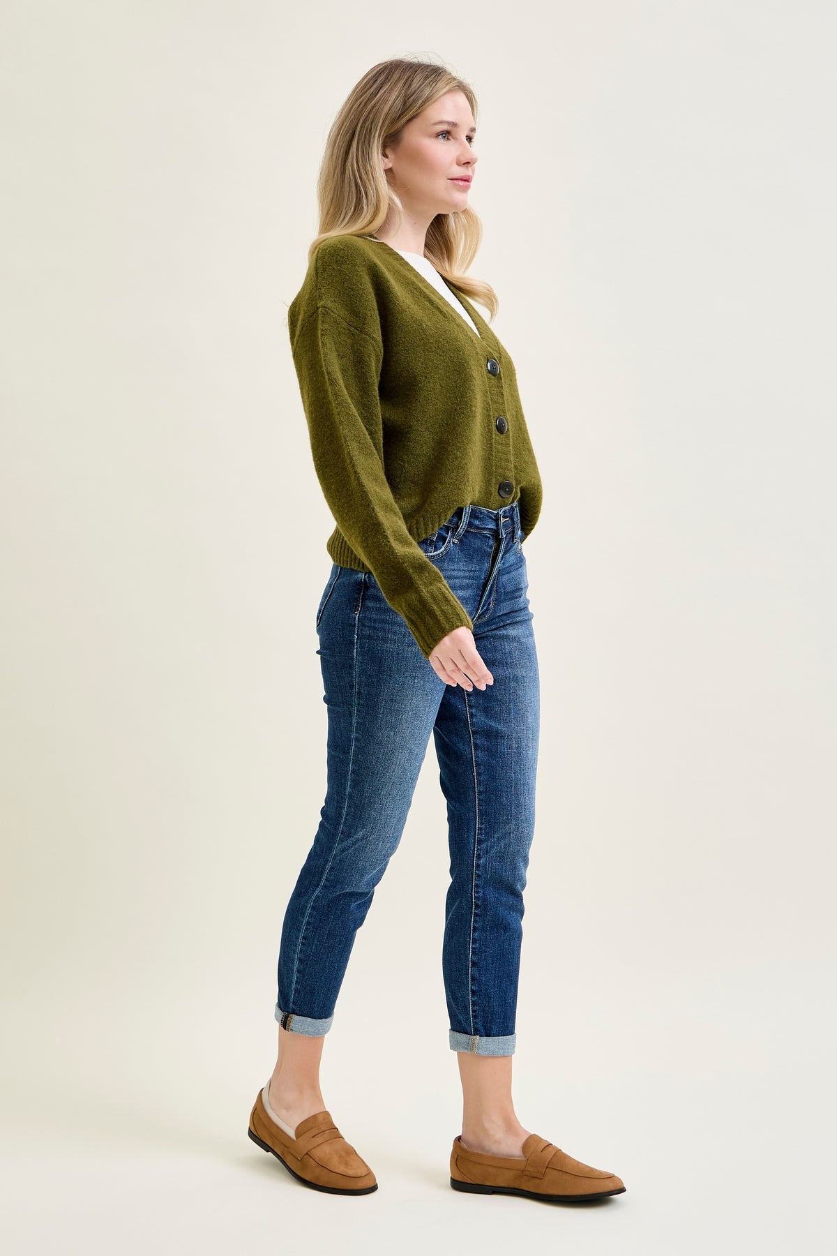 Addison Mid Rise Classic Cuffed Boyfriend Jeans