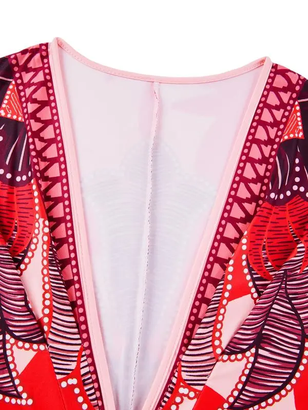 Women's All Over Print Deep V Neck Dress