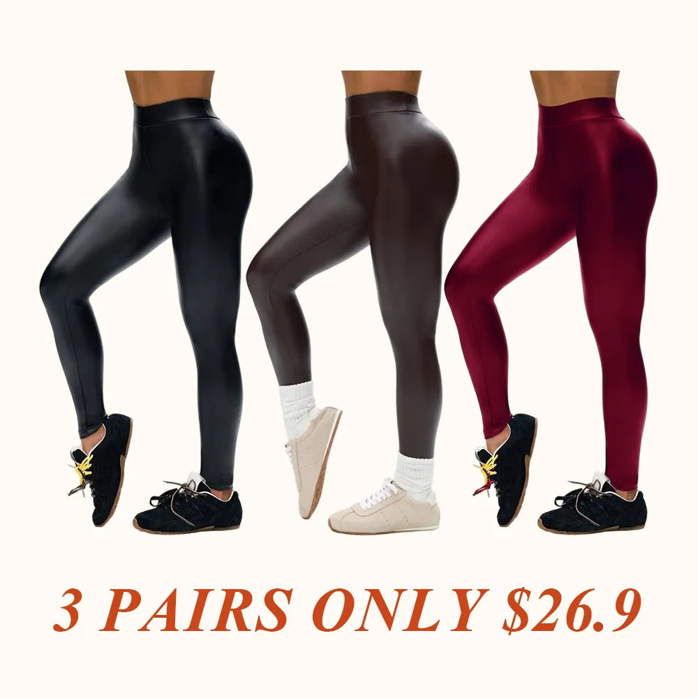 Women's Fleece Stretch Artificial Leather PU Leather Leggings