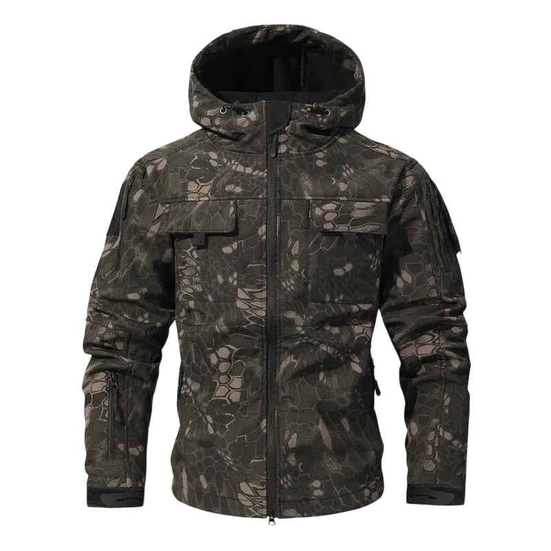 Men's Multi-Pocket Workwear Hooded Jacket, Fleece Waterproof Jacket